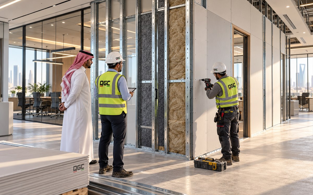 Gypsum partition systems and insulating walls